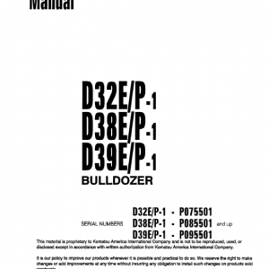 Komatsu D32e-1, D38e-1, D39e-1 Dozer Service Manual