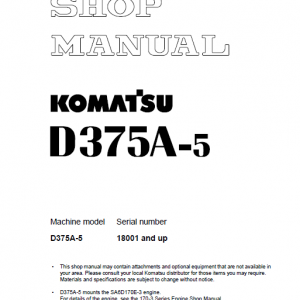 Komatsu D375a-5, D375a-5e0 Dozer Service Manual