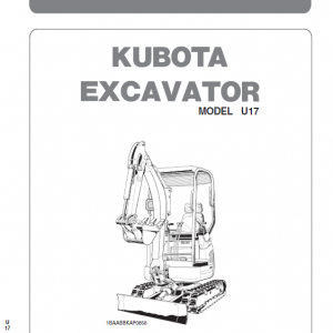 Kubota U17-3a Excavator Workshop Service Manual