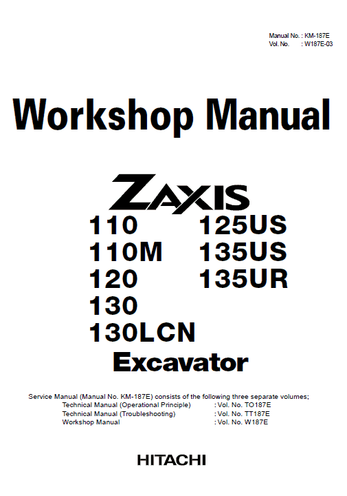 Hitachi Zx125us, Zx135us, Zx135ur Excavator Service Manual