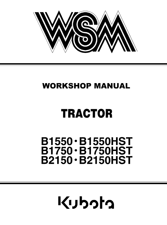 Kubota B1550, B1750, B2150 Tractor Workshop Service Manual