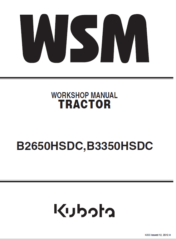 Kubota B2650hsdc, B3350hsdc Workshop Service Manual