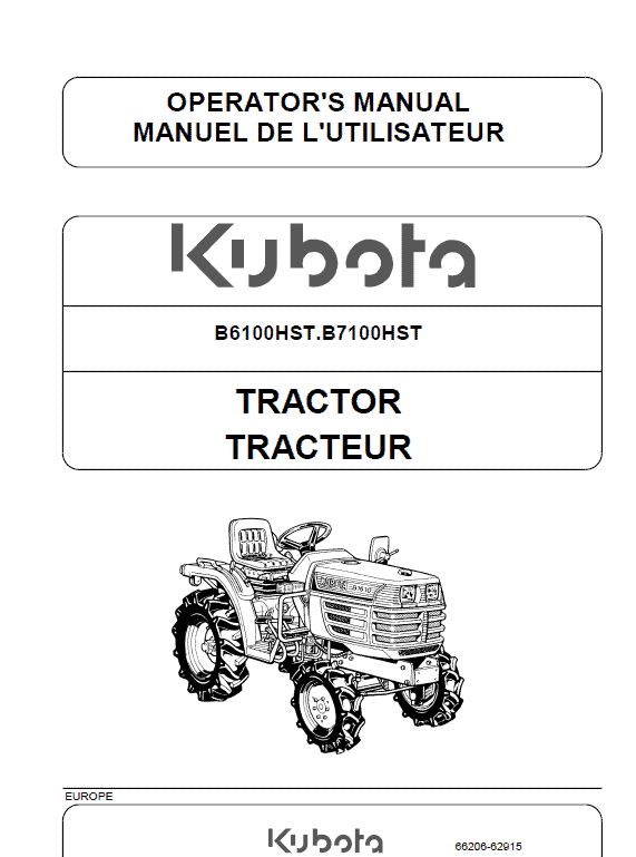 Kubota B6100hst, B7100hst Tractor Workshop Service Manual