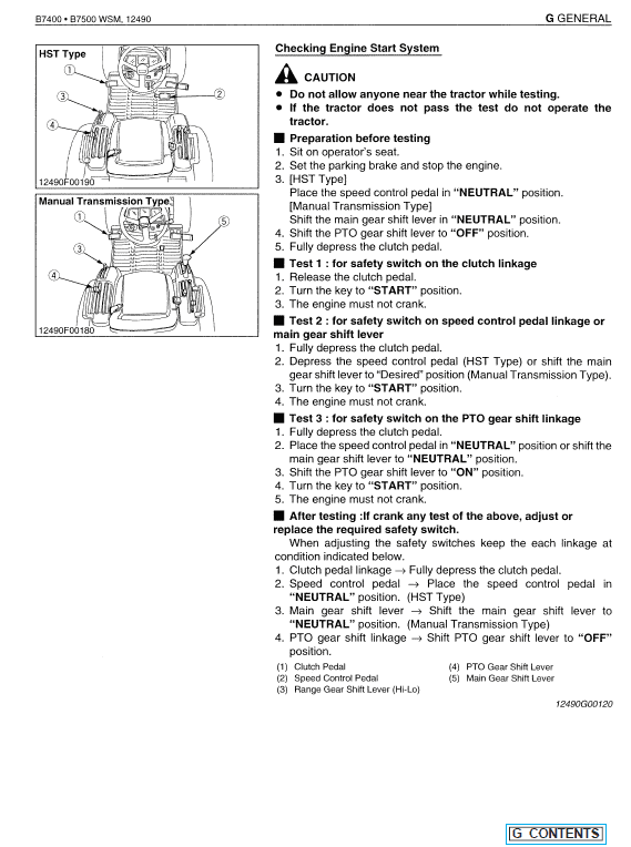 Kubota B7400, B7500 Tractor Workshop Service Manual