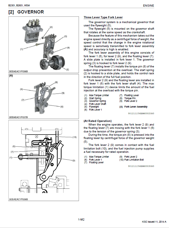 Kubota B2301, B2601 Tractor Workshop Service Manual