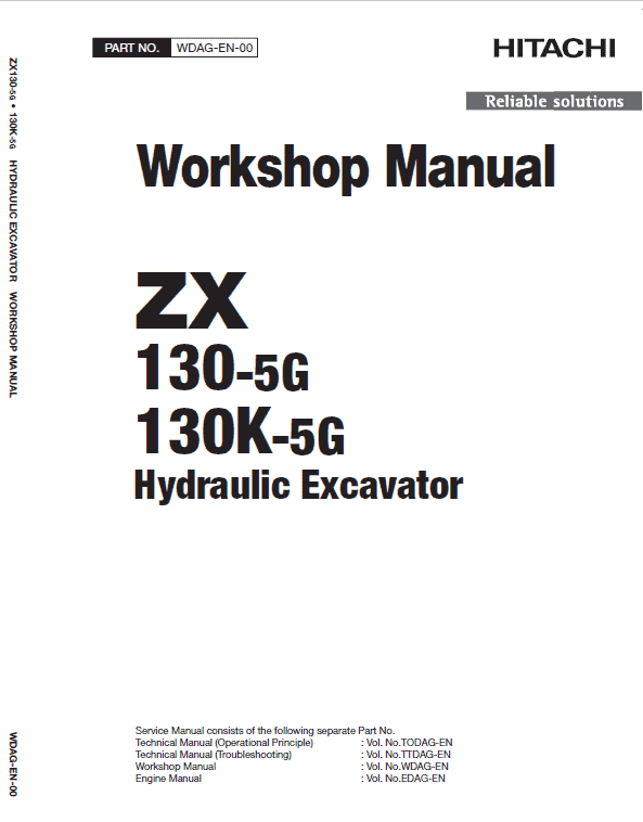 Hitachi ZX130K-5G Excavator Service Repair Manual