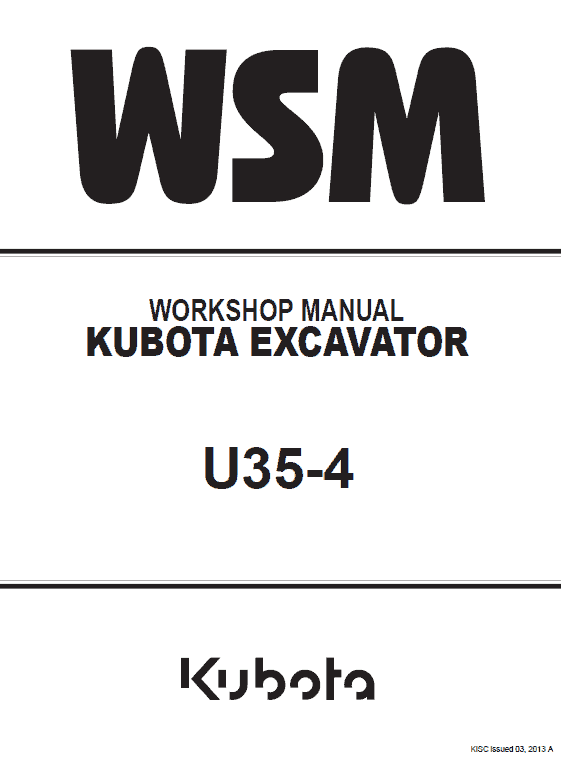 Kubota U35-4 Excavator Workshop Service Manual