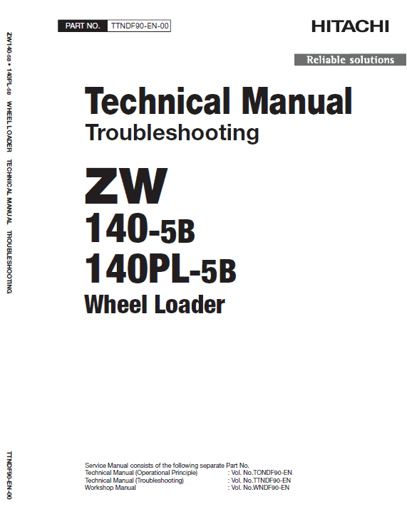 Hitachi Zw140-5b, Zw140pl-5b Wheel Loader Service Manual