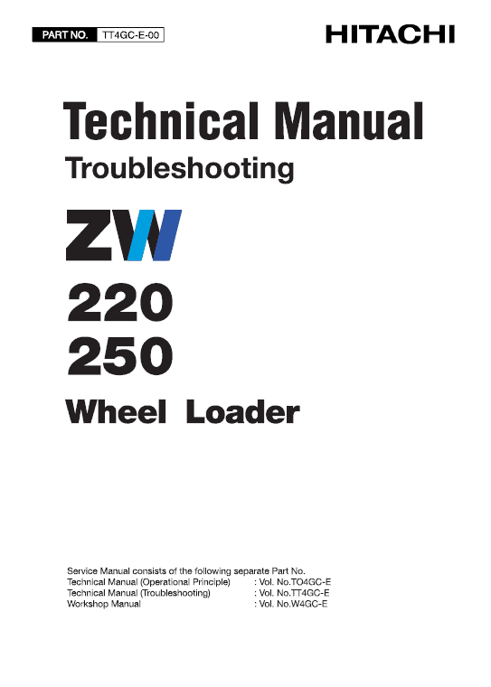 Hitachi Zw220, Zw250 Wheel Loader Service Manual