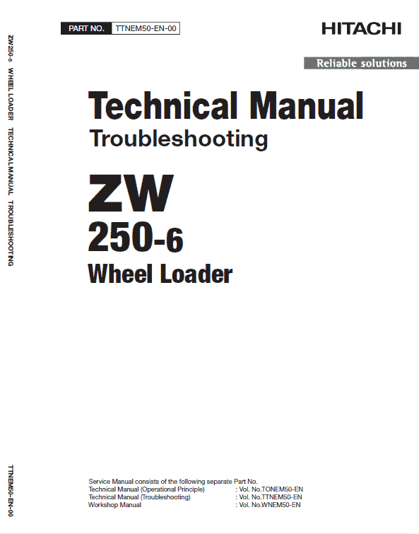 Hitachi Zw250-6 Wheel Loader Service Manual