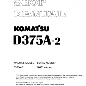 Komatsu D375a-2 Dozer Service Manual