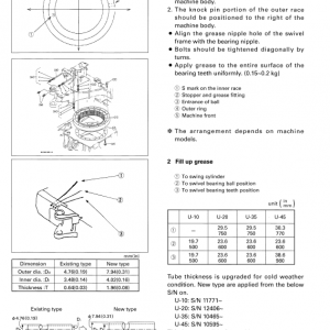 Kubota U10, U20, U30, U45 Excavator Workshop Manual