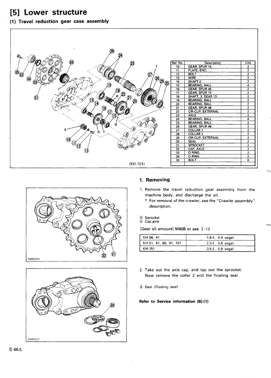 Kubota Kh36, Kh41, Kh51, Kh61 Excavator Workshop Manual