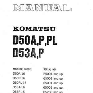 Komatsu D50a-16, D50p-16, D53a-16, D53p-16 Dozer Service Manual