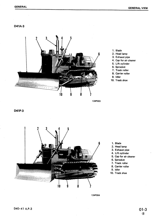 Komatsu D41a-3, D41e-3, D41p-3, D41a-3a Dozer Service Manual