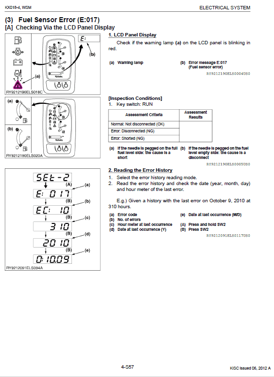 Kubota K018-4 Excavator Workshop Service Manual