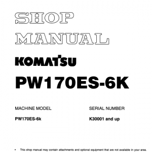 Komatsu Pw170es-6k Excavator Service Manual