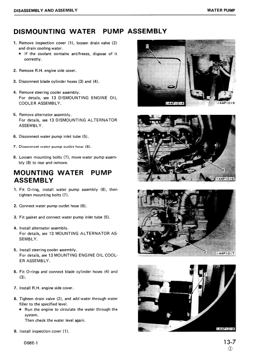 Komatsu D68e-1, D68p-1 Dozer Service Manual