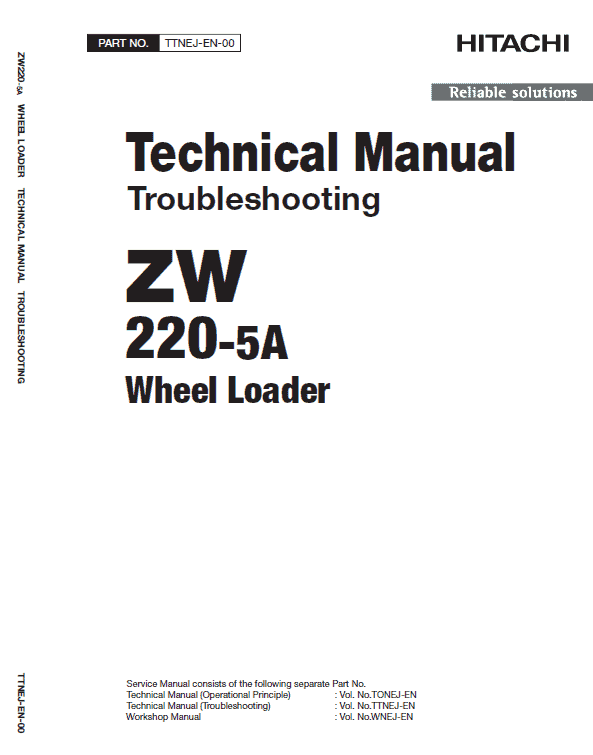 Hitachi Zw220-5a, Zw220-5b Wheel Loader Service Manual