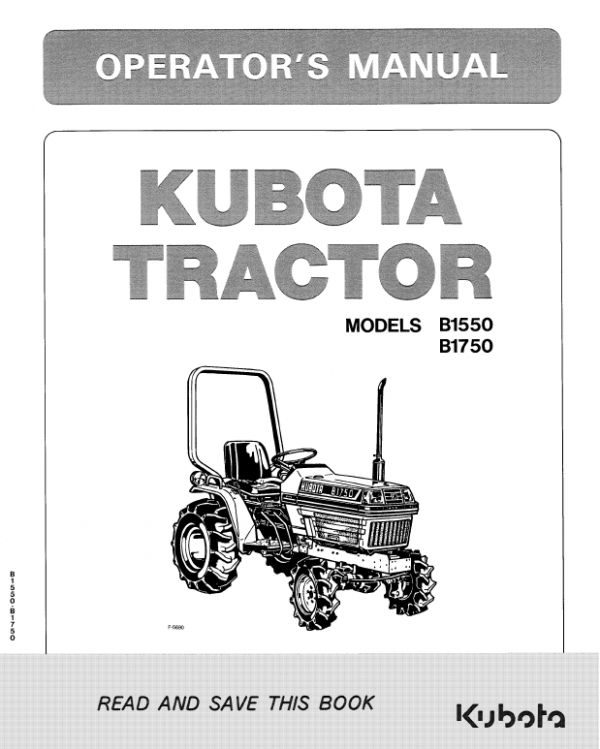 Kubota B1550, B1750, B2150 Tractor Workshop Service Manual