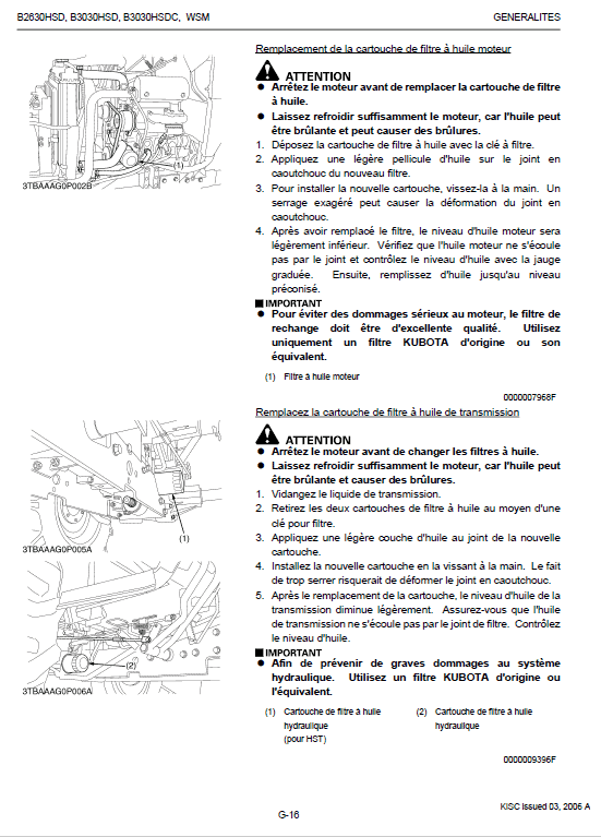 Kubota B2630hsd, B3030hsd Tractor Workshop Manual