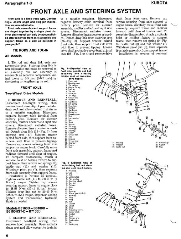 Kubota B5100d, B5100e, B6100d, B6100e, B7100d Tractor Workshop Manual