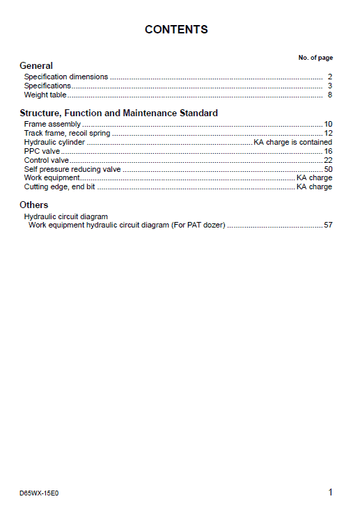 Komatsu D65wx-15e0 Dozer Service Manual