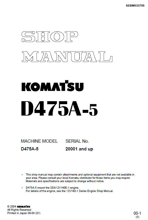 Komatsu D63e-1 Dozer Service Manual