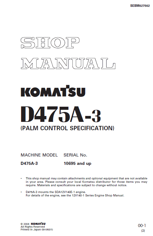 Komatsu D63e-1 Dozer Service Manual