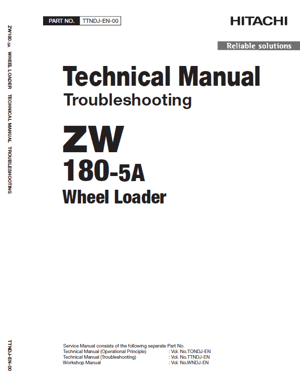 Hitachi Zw180-5a, Zw180-5b Wheel Loader Service Manual