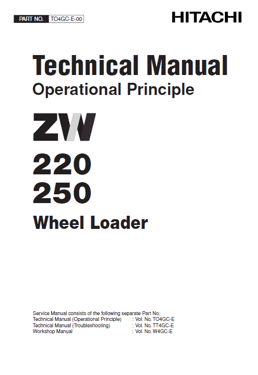 Hitachi Zw220, Zw250 Wheel Loader Service Manual