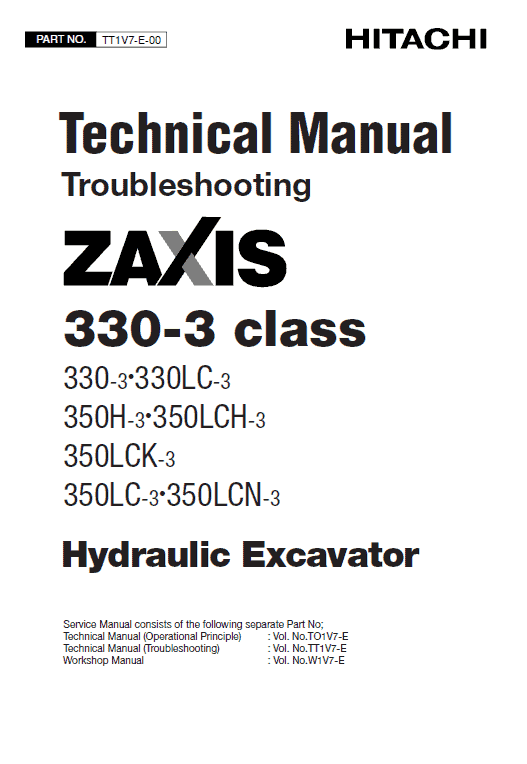 Hitachi Zx350h-3, Zx350lch-3, Zx350lc-3 Excavator Service Manual