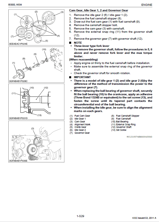 Kubota B3000 Tractor Workshop Service Manual