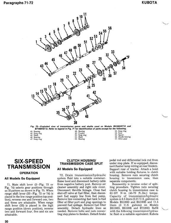 Kubota B5100d, B5100e, B6100d, B6100e, B7100d Tractor Workshop Manual