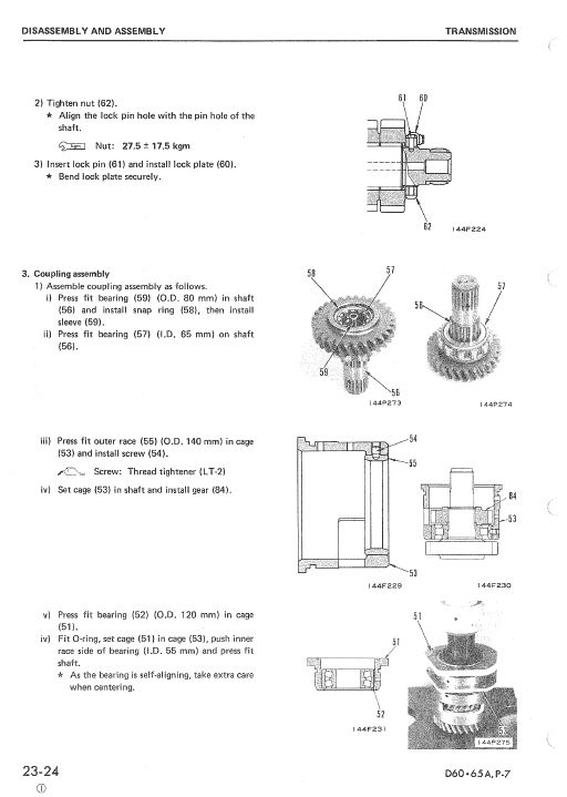 Komatsu D60a-7, D60e-7, D60p-7, D60pl-7 Dozer Service Manual