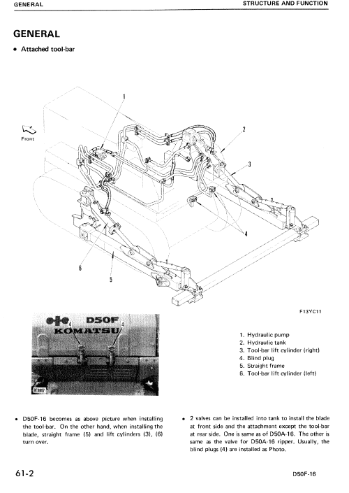 Komatsu D50f-16 Dozer Service Manual