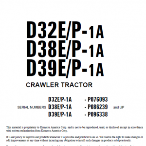 Komatsu D32p-1, D38p-1, D39p-1 Dozer Service Manual