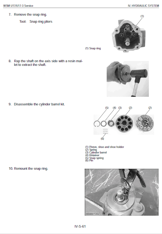 Kubota U17, U17-3 Excavator Workshop Service Manual