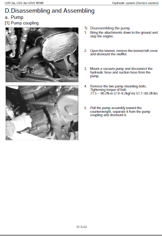 Kubota U25s, U20-3a, U25-3a Workshop Service Manual