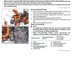 Kubota B1220, B1620, B1820 Tractor Workshop Manual