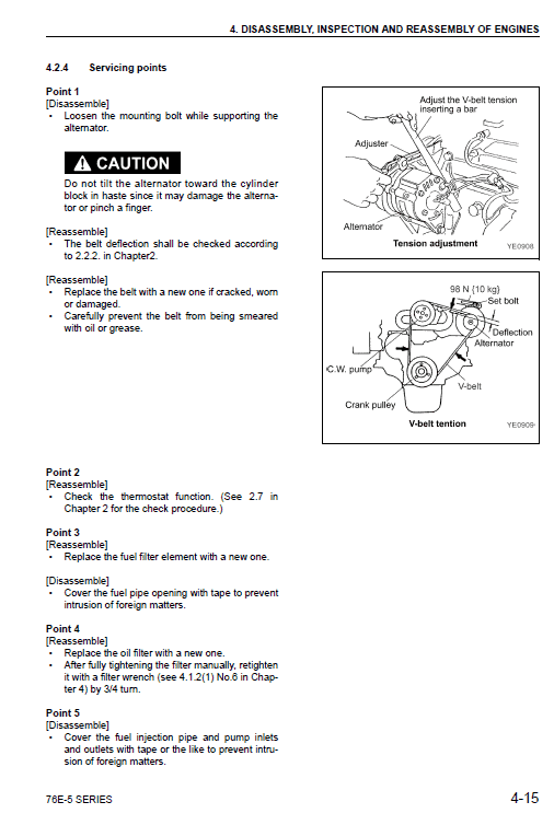 Komatsu 70e-5 Series (2d70e) & 76e-5 Series (3d76e) Engines Manual