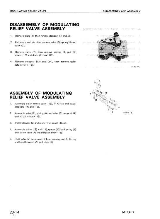 Komatsu D31pl-17, D31pll-17, D31p-17a, D31p-17b Dozer Manual