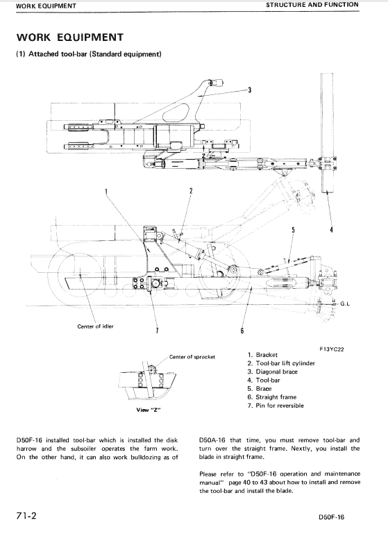 Komatsu D50f-16 Dozer Service Manual