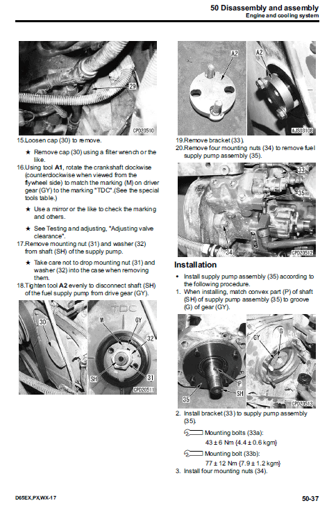 Komatsu D65ex-17, D65px-17, D65wx-17 Dozer Service Manual