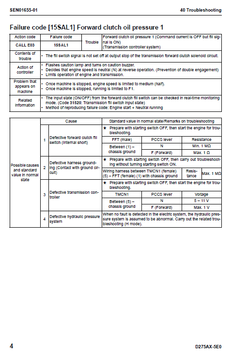 Komatsu D275ax-5, D275ax-5e0 Dozer Service Manual