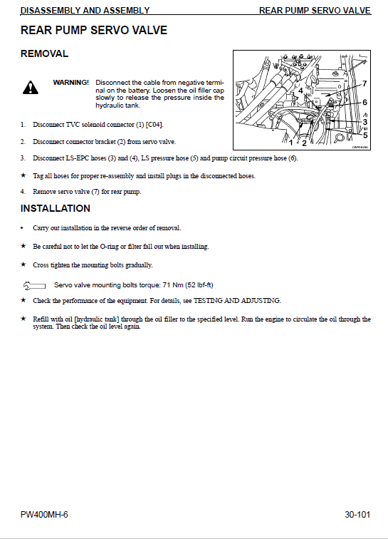 Komatsu Pw400mh-6 Excavator Service Manual