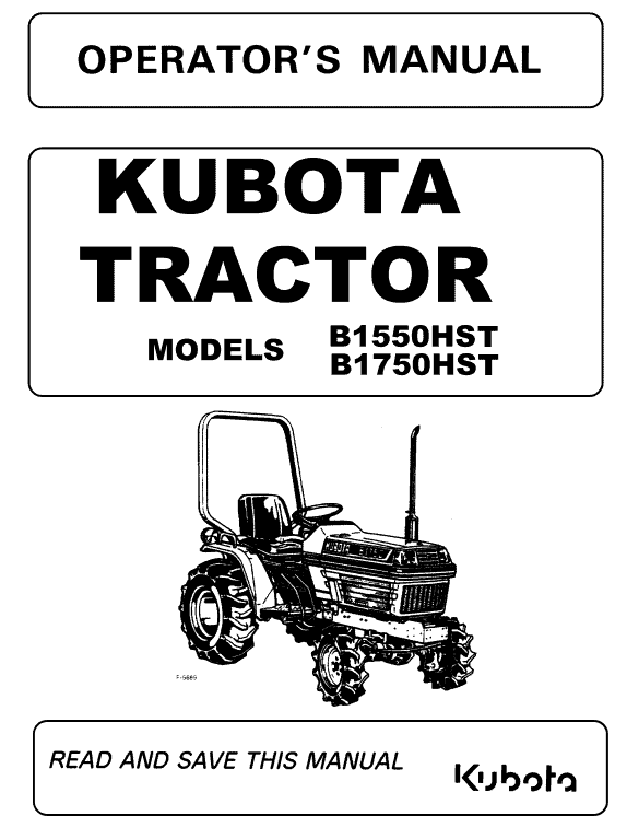 Kubota B1550, B1750, B2150 Tractor Workshop Service Manual