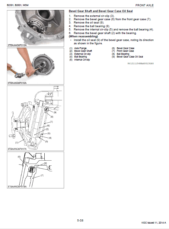 Kubota B2301, B2601 Tractor Workshop Service Manual