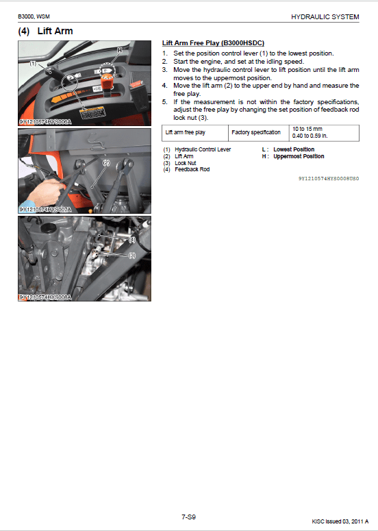 Kubota B3000 Tractor Workshop Service Manual