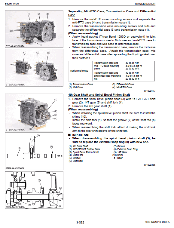 Kubota B3200 Tractor Workshop Service Manual